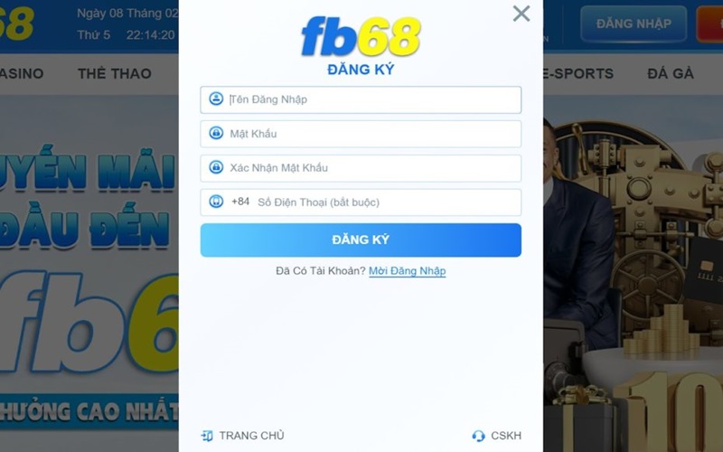 Điều kiện để có thể đăng ký Fb68