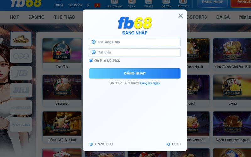 Hướng dẫn cách đăng ký thành viên FB68 Tặng 68K tiền thưởng