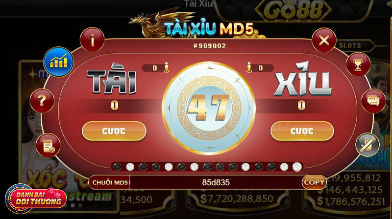 Biểu đồ phân tích lịch sử cầu Tài Xỉu trên giao diện game Go88.